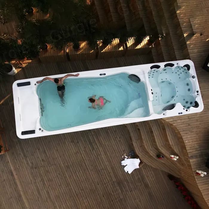 Piscine de nage extérieure sur mesure de 7,5 m, spa jacuzzi pour jardin et usage commercial