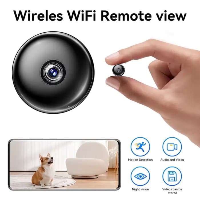 Caméra de sécurité sans fil avec vision nocturne et détection de mouvement – Surveillance portable pour la maison, surveillance des jeunes, facile à installer