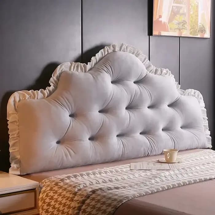 Coussin de tête de lit en velours uni de style européen, doux et confortable, oreiller de lecture avec garniture en dentelle, coussin de lit décoratif