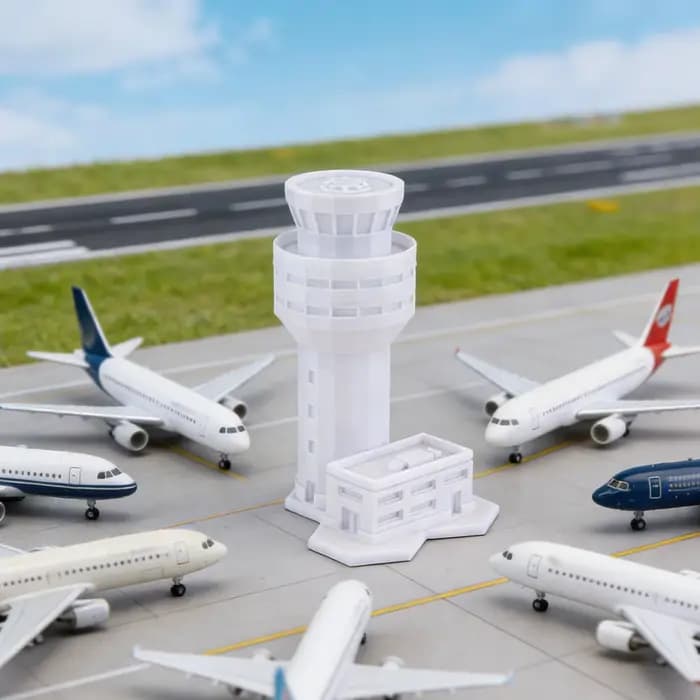 Modèle de tour d'aéroport à l'échelle 1:400, modèle de scène d'aéroport de simulation, modèle de décoration de diorama de loisir de bricolage, modèle de bâtiment d'aéroport
