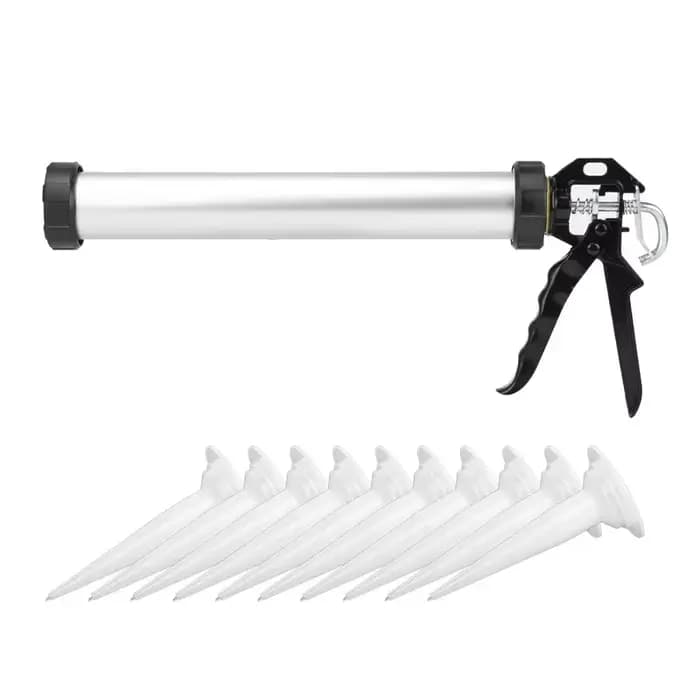 Pistolet à calfeutrer en aluminium et silicone, 600ml, 1 pièce, avec 10 buses pour calfeutrage et colle à verre