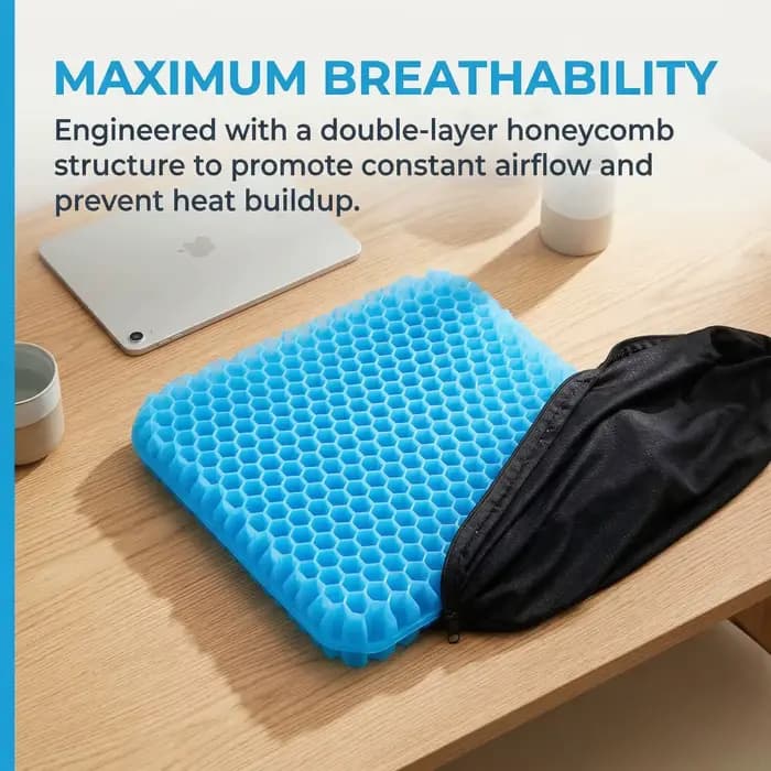 Grand coussin de siège en gel épais avec housse antidérapante
