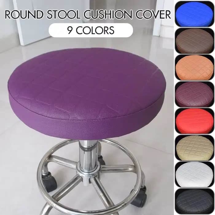 Juste de Protection de Chaise Ronde en Cuir PU, Épaisse et artificiel astique, Imperméable, pour Tabouret de Bar, Petit Coussin de Siège