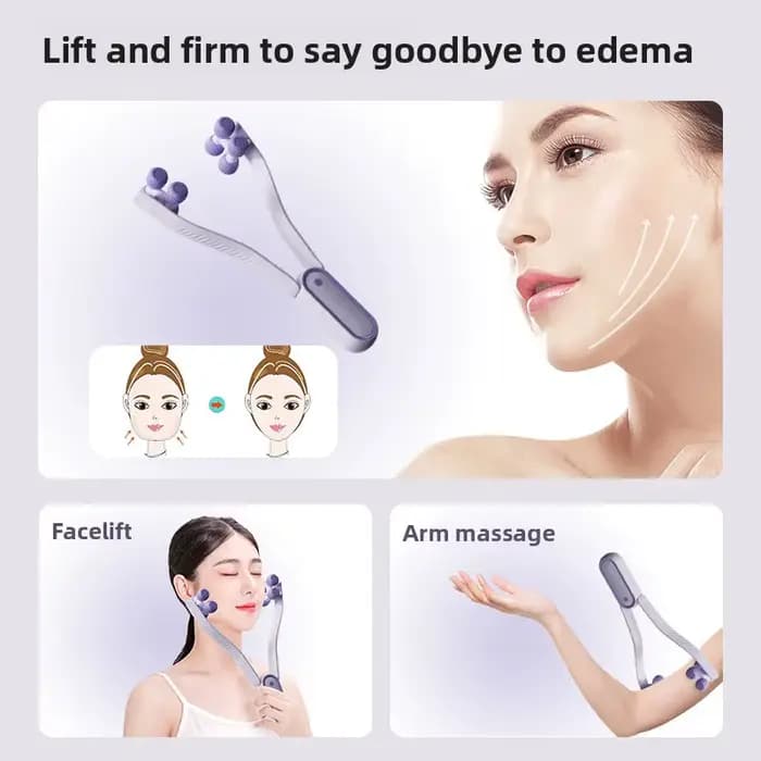 Masseur facial à rouleaux portable multifonctionnel favorisant l'absorption des produits
