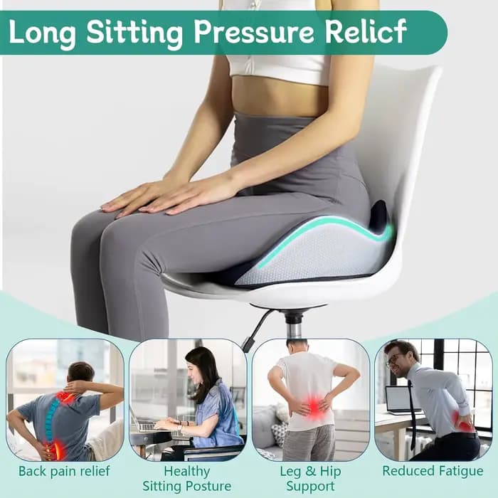 Coussin orthopédique en mousse à mémoire de forme, coussin coccyx ergonomique, largeur de coussin de siège réglable, pour le bureau et la voiture, 1 pièce