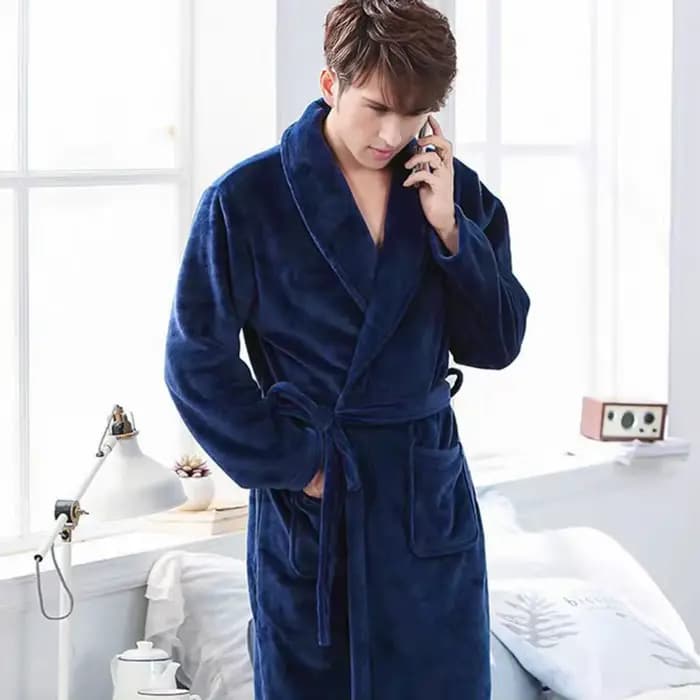 Peignoir de bain à revers pour hommes et femmes, manches longues, longueur aux genoux, avec poches à ceinture, flanelle, vêtements de nuit doux, Robe de Spa en peluche