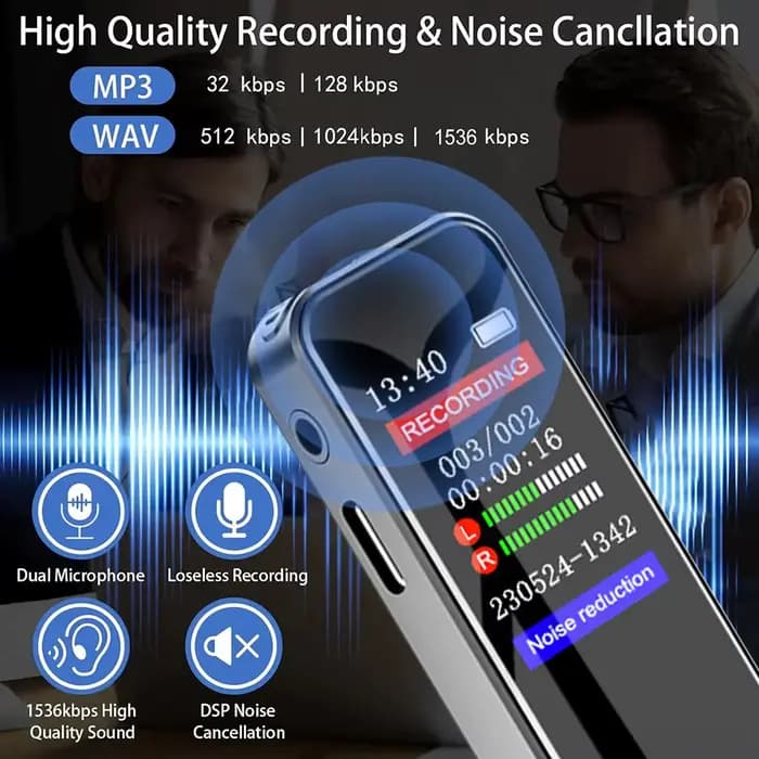 Enregistreur vocal numérique portable, mini dictaphone, son activé, micro statique, lecteur MP3 WAV, enregistrement de longue durée pour réunion