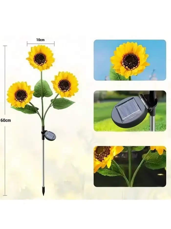 Lampe de tournesol à énergie solaire, LED étanche, pour l'extérieur, insertion au sol, lampe de pelouse, décoration de jardin, de cour