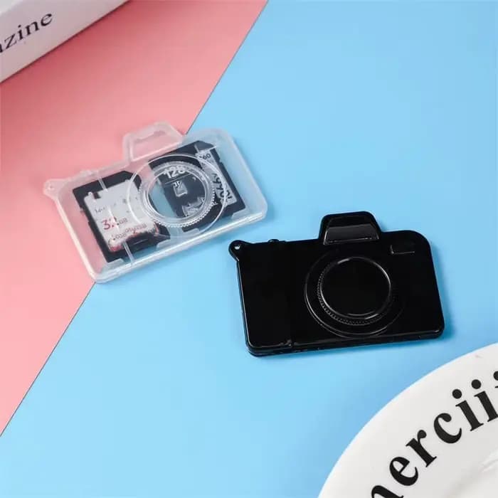 Organisateur de cartes compact en forme d'appareil photo, étui de rangement portable et durable pour les amateurs de photographie, pour les voyages et la prise de vue