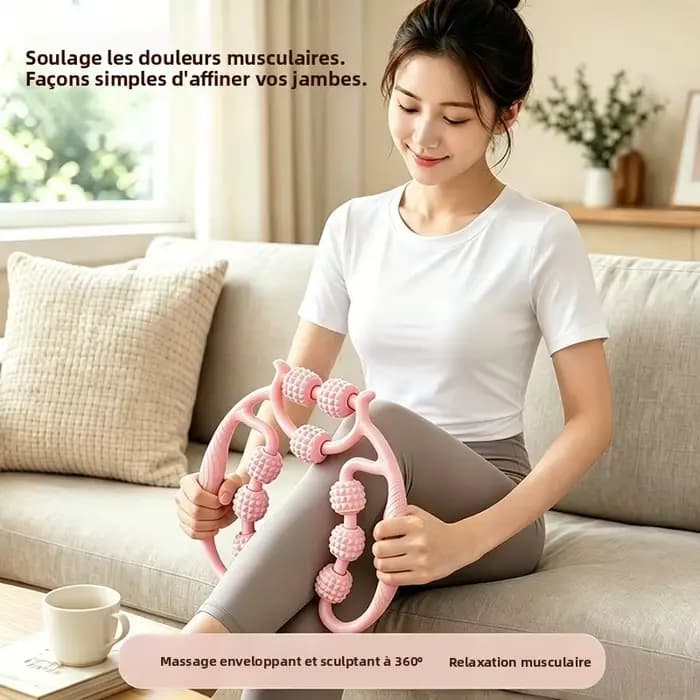 Masseur de jambes portable en forme de U à 9 rouleaux pour la relaxation musculaire - Outil de soulagement de la