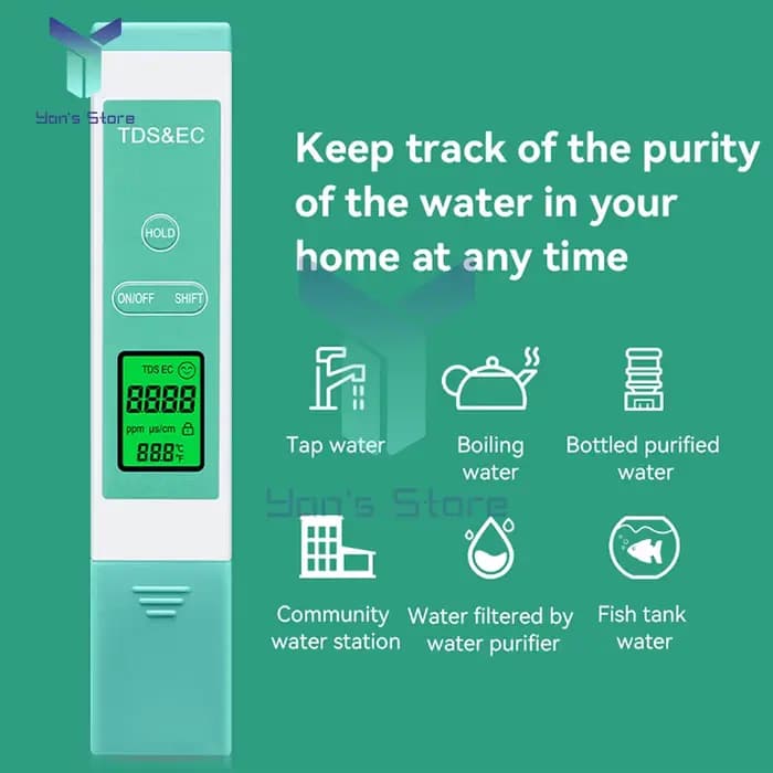 Testeur d'eau numérique 3 en 1, compteur TDS 0-9990 PPM, stylo testeur de qualité de l'eau, écran LCD rétro-éclairé pour piscines, Aquariums d'eau potable