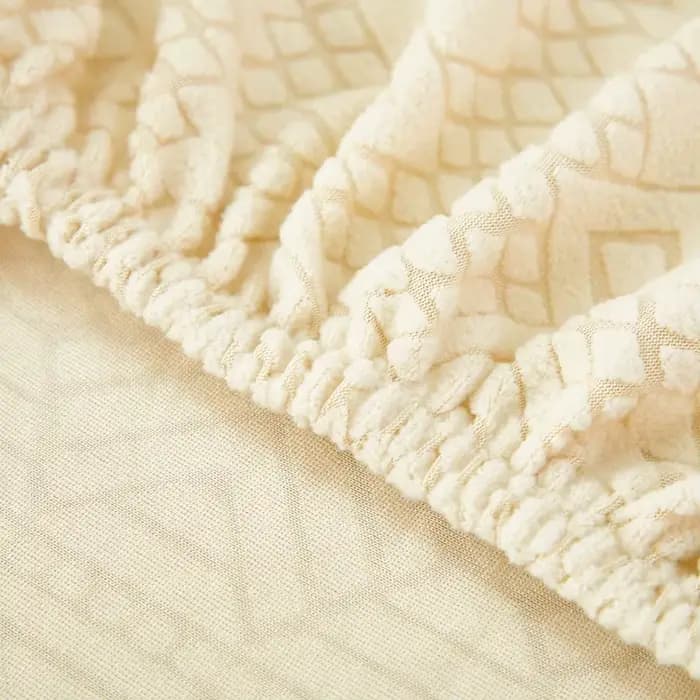 Housse de coussin de canapé jacquard – Motif géométrique, utilisation toutes saisons, haute élasticité, design style bonnet de douche, facile à installer