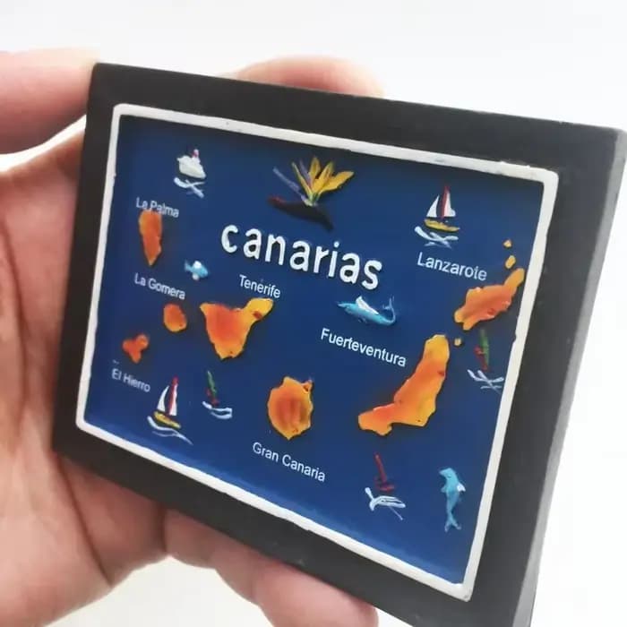 Aimants de réfrigérateur espagnols avec cadre 3D, carte des îles Canaries, grande diffusion, souvenir touristique, artisanat, autocollants magnétiques
