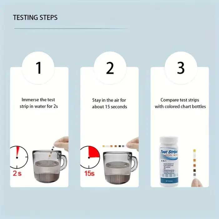 Bandelettes de Test d'eau de piscine et de Spa 6 en 1, mesure précise du PH, du chlore, de la brome, de l'alcalinité totale pour l'eau d'aquarium