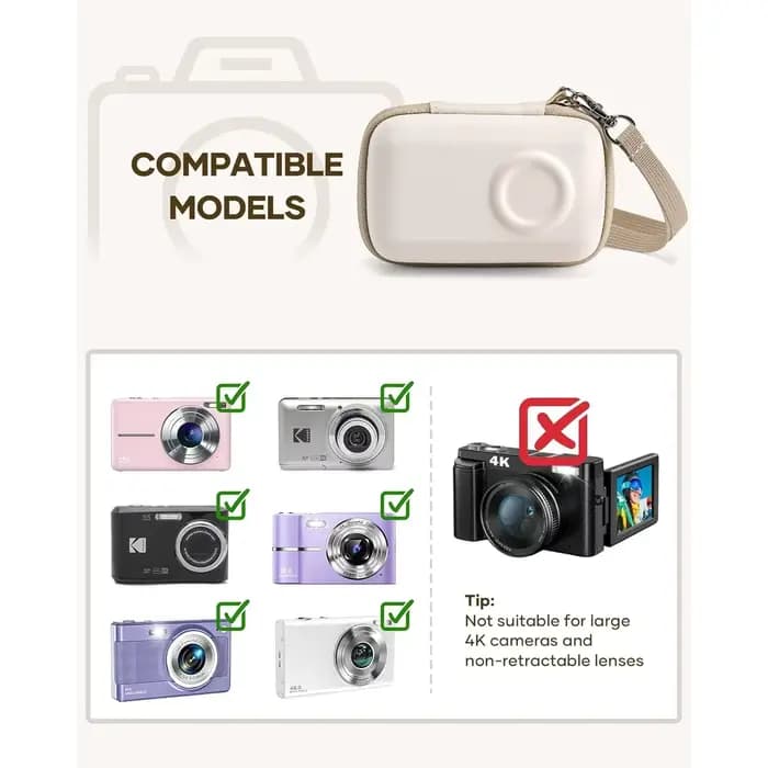 Étui pour appareil photo numérique pour KODAK PIXPRO FZ55/FZ45 & CAMKORY 1080P-sac de voyage compact avec 3 emplacements pour cartes SD, petite pochette légère