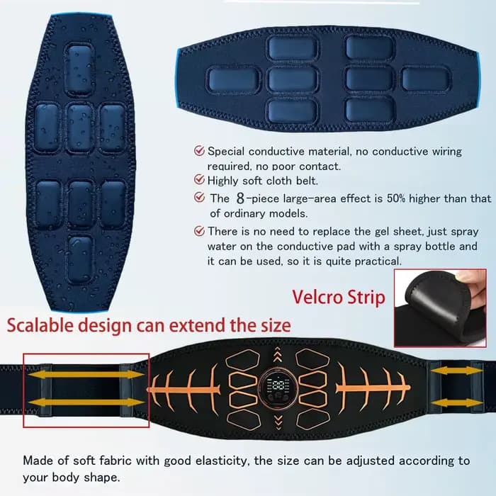 Ceinture de tonification abdominale de toner musculaire intelligent entraîneur d'abs Recharge USB masseur corporel équipement de Fitness d'entraînement de gymnastique à domicile