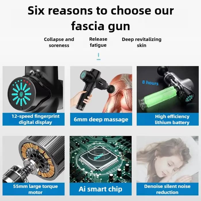 Pistolet de massage musculaire profond multifonctionnel, pistolet à choc électrique, corps de massage, épaules relaxantes, fitness, pistolet de fascia portable