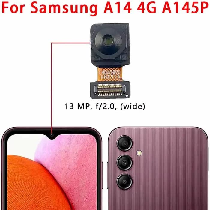 Appareil photo à selfie pour Samsung Galaxy, A14, A15, 4G, 5G, ABahn, A146 axes, AachFrmetals, caméra avant, face à la technologie, pièces de rechange