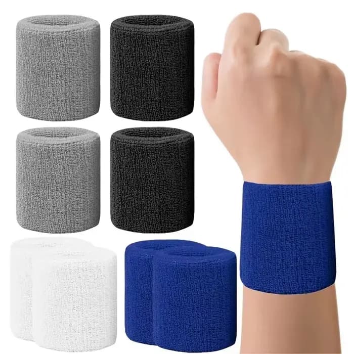 Lot de 1 à 4 paires de bandeaux de poignet en coton respirant, absorbants la transpiration, pour le tennis, le football, le basketball, la course à pied et la gym