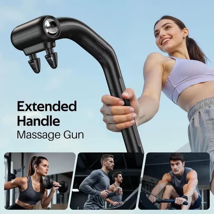 Pistolet de massage à percussion à double tête avec poignée d'extension
