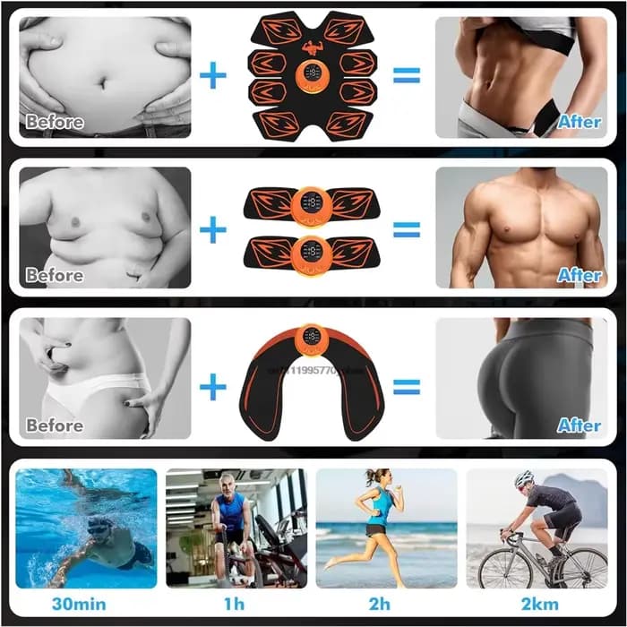 Ceinture de stimulation musculaire EMS pour abdominaux avec entraîneur de taille - Électrique