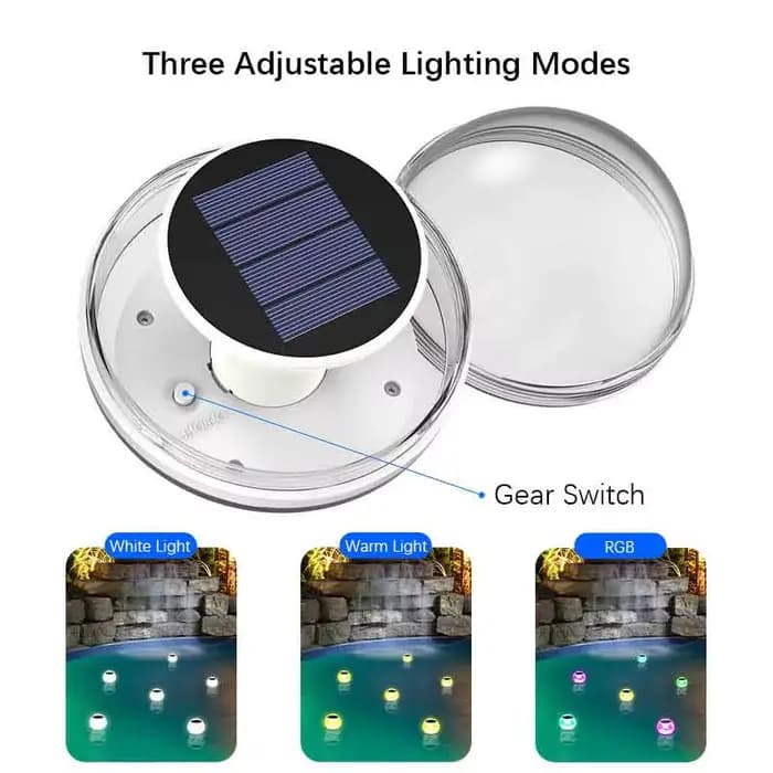 Lampe solaire flottante pour piscine, étang, spa, cascade, fontaine, 3 modes de changement de couleur, coque incassable, recharge haute capacité