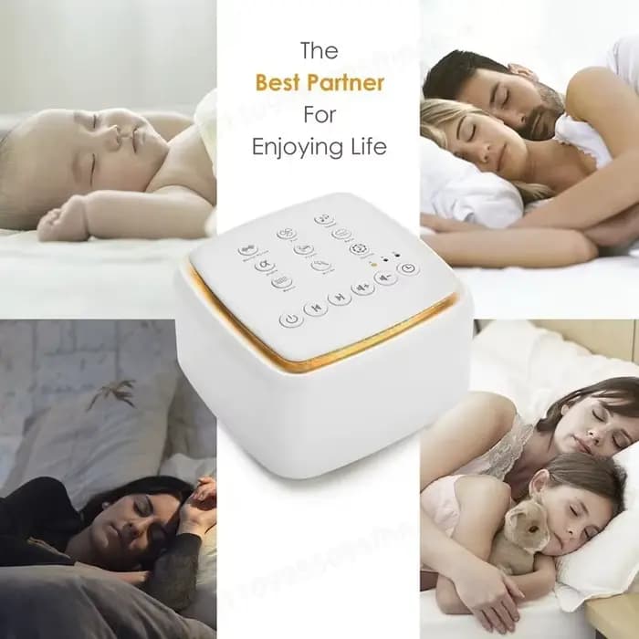 Machine à bruit blanc rechargeable avec 30 sons apaisants et lumière chaude pour un meilleur sommeil