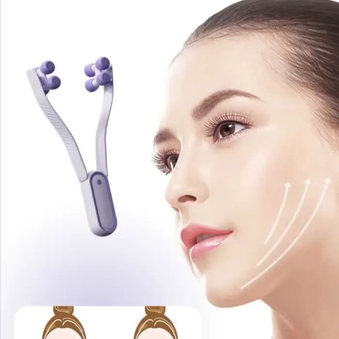 Masseur facial à rouleaux portable multifonctionnel favorisant l'absorption des produits