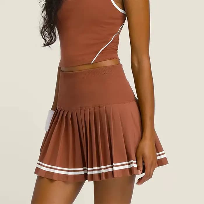 Ensemble de vêtements de sport pour femmes, jupe plissée taille haute effet seconde peau, jupe de tennis, tenue de tennis, vêtements de golf pour femmes