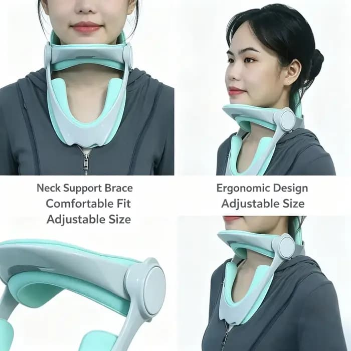 Oreiller ergonomique de soutien cervical avec sangle réglable en polyester respirant et confortable