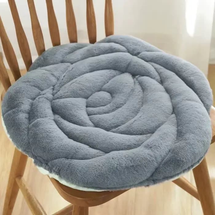 Coussin de chaise en peluche, design fleur rose, coussin de chaise de bureau épaissi, coussin de siège antidérapant pour la maison et le bureau