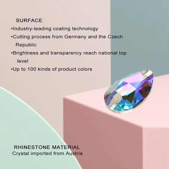 YHB Top qualité goutte verre cristal AB clair de lune pierres à coudre Flatback coudre sur strass pour vêtements sacs
