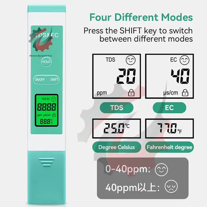 Testeur d'eau numérique 3 en 1, compteur TDS 0-9990 PPM, stylo testeur de qualité de l'eau, écran LCD rétro-éclairé pour piscines, Aquariums d'eau potable