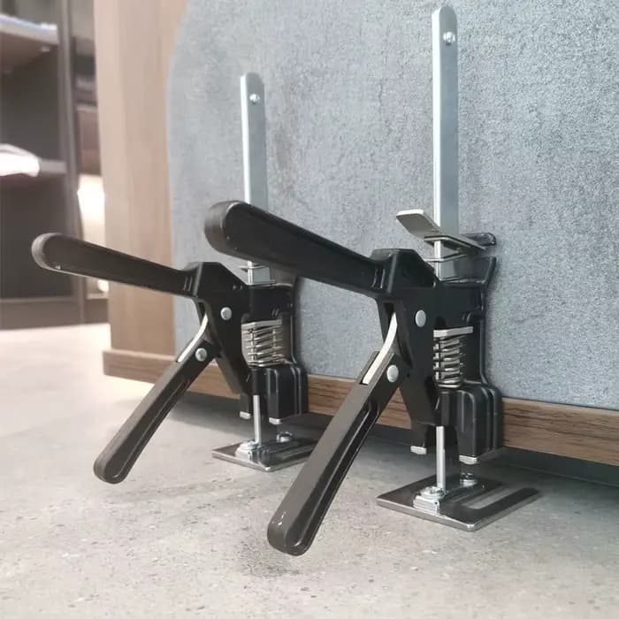 Outil de levage : levier à bras permettant d'économiser l'effort, pour panneaux de porte, plaques de plâtre, panneaux de meubles, et pour le réglage de la hauteur des carreaux.