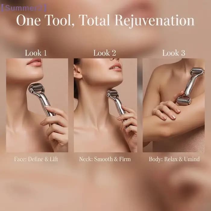 【Xia2】Masseur à double rouleau 3D avec effet liftant et raffermissant pour le visage