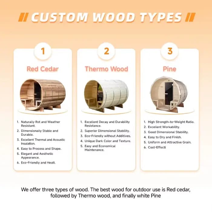 Sauna en bois chauffé à l'extérieur, design personnalisé, nouveau modèle, pour la famille, le spa et la santé