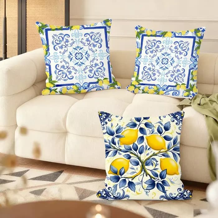 Housse de coussin en peluche douce Lemon Cushion Cover | Housse de coussin imprimée double face | Canapé et décoration intérieure