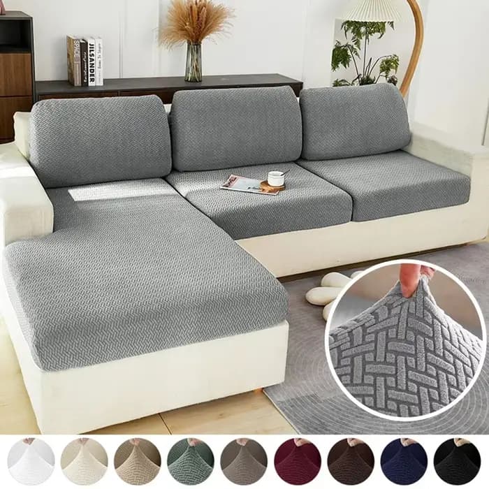 Housse de canapé élastique pour salon, housse de siège de canapé solide en Jacquard, gris, lavable, housse de coussin de siège, protection de meubles sectionnelle
