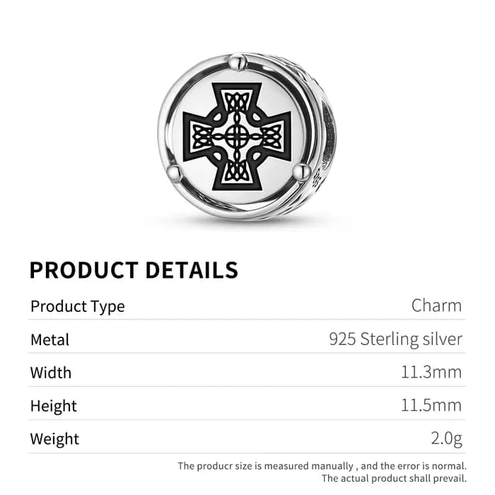 Breloque avec symbole en argent Sterling 925, croix celtique, adaptée au Bracelet Original, accessoires de bijouterie à faire soi-même, perle familiale