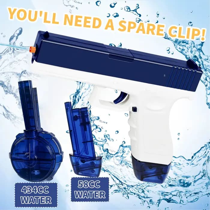 Pistolet à eau électrique rechargeable, pulvérisation automatique et manuelle, portée jusqu'à 32 pieds, pour adultes et enfants