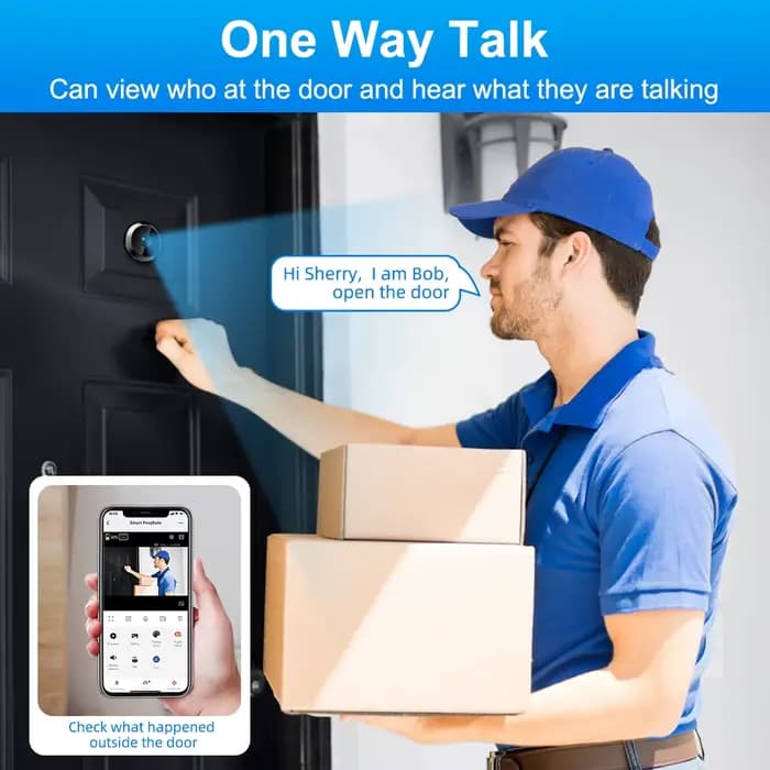 Awapow Tuya porte de Surveillance caméra judas intelligente interphone visuel caméra Radar numérique détection de mouvement sonnette vidéo sans fil