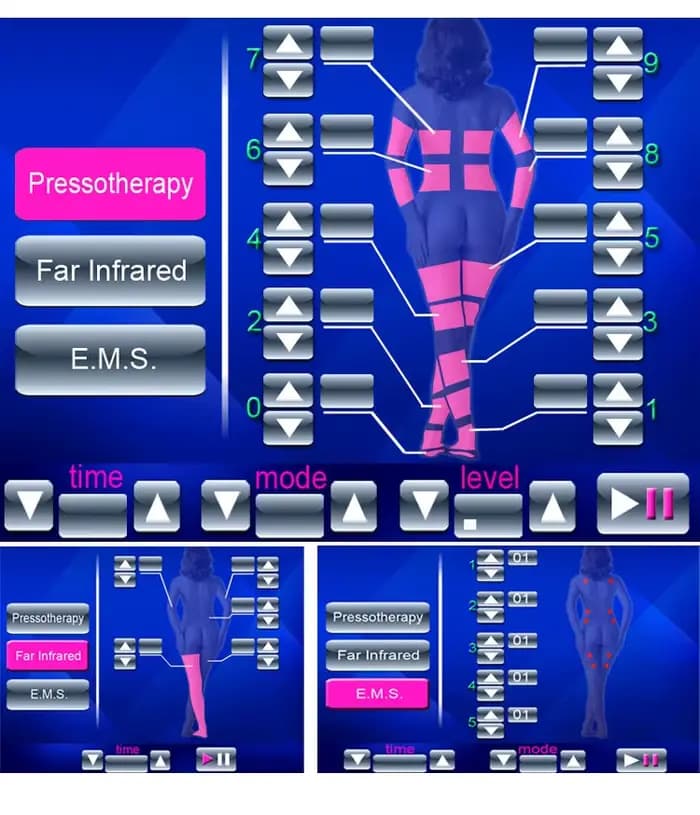 3IN1 Far Infr EMS pression corps jambes pressothérapie