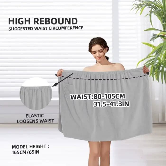Jupe de bain douce avec bande élastique, Robe de bain Spa, enveloppe en microfibre sécurisée et absorbante pour douche, plage et post-entraînement | Couleur unie