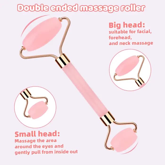 Ensemble de 3 rouleaux de massage double tête et crème contour des yeux pour aider à lifter la peau du visage