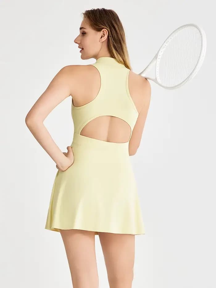 Robe de Tennis à manches pour femmes, soutien-gorge intégré, faux deux pièces, Anti-transparent, body de Yoga, jupe-pantalon de sport de Badminton