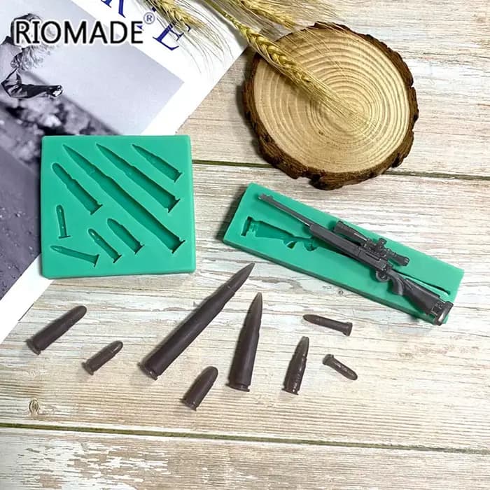 Moule en silicone en forme de balle de pistolet, style fusil de précision, pour résine époxy faite à la main, outils de décoration pour chocolat, desserts, bonbons et fondant
