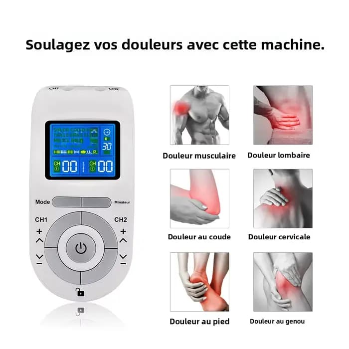 Stimulateur musculaire électrique Tens Ems Acupuncture Masseur facial et corporel Thérapie numérique Outil de massage Herald Électrostimulateur