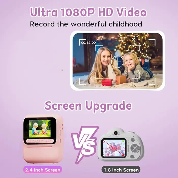 Appareil photo d'impression couleur enfants appareil photo instantané 32GB 1080P impression thermique appareil photo numérique impression Photo jeux vidéo musique enfants cadeau