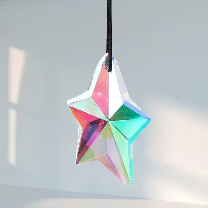 Prisme en verre à facettes laser, étoile de mer Neptune, pendentif en cristal, pentagramme, attrape-soleil arc-en-ciel, lustre Dangle, document AB, 38mm, 50mm