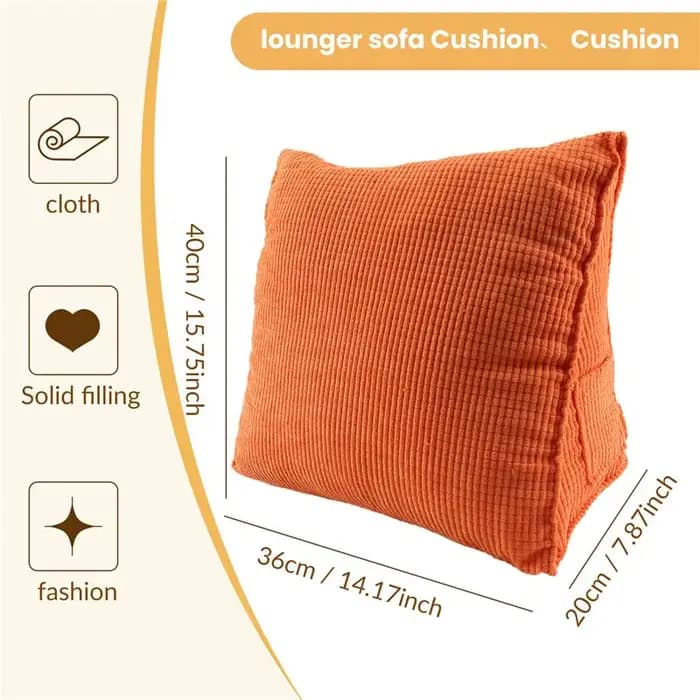 Coussin de lecture AS60 de couleur unie, coussin de dossier en forme de cale, coussin lombaire épais